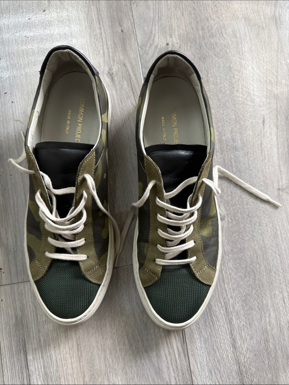 Common Projects Men's Camouflage Low-Top Sneakers in Green and Black